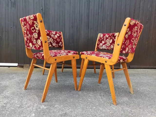 4x Vintage Boomerang Stuhl Holz Retro Designer Stühle Esszimmerstuhl 60er Danish