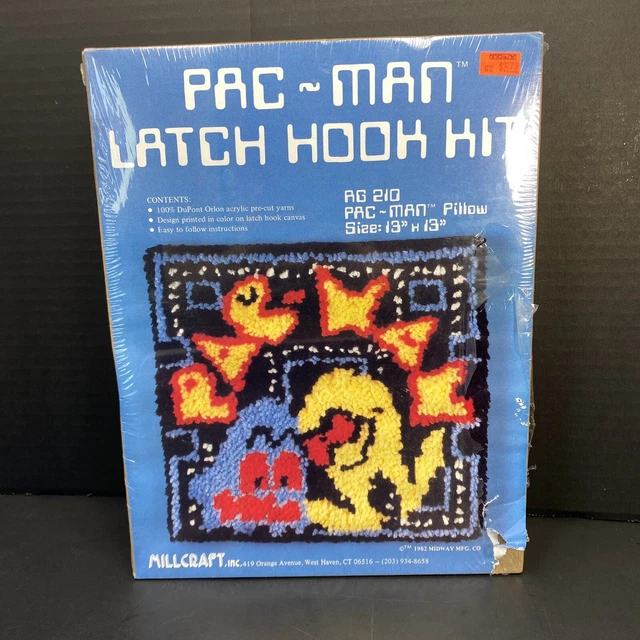 Kit de gancho de pestillo raro Pac-Man década de 1980 Millcraft sin usar en caja nuevo de nuevo