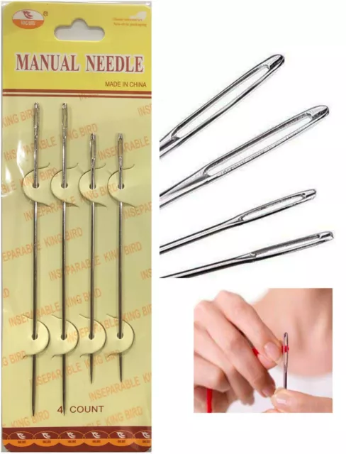 Set Of 4PCS Thick Big Eye Sewing Self-Threading Needles Embroidery Hand Sewing