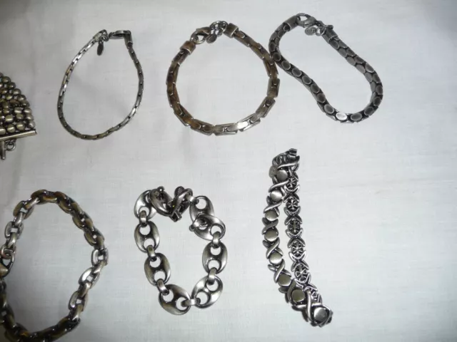 Job Lot 8 Gratis Pewter Bracelets Gothic Biker Surf In Velvety Bags 3