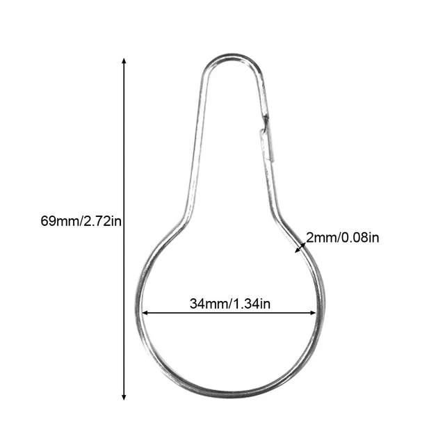 60pcs Metal Bathroom Hanger Gourd Shape Heavy Duty Shower Curtain Hook Home