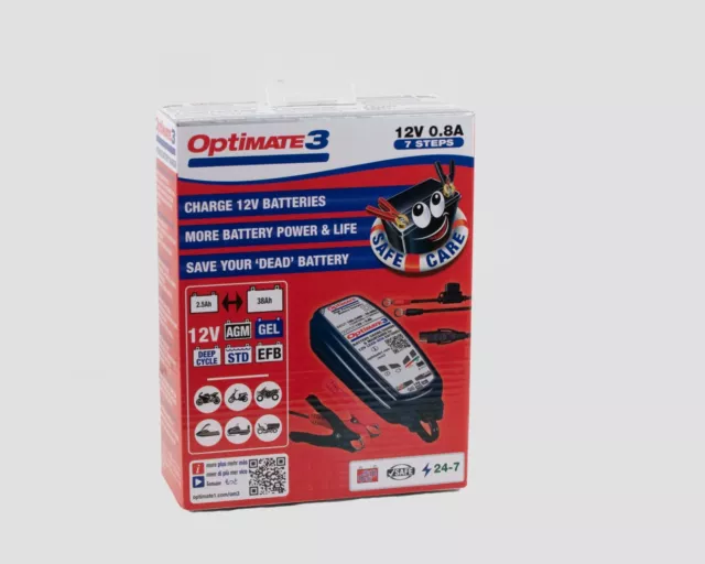 Chargeur de Batterie Moto Quad 12V - TECMATE Optimate 3 TM430 - Neuf