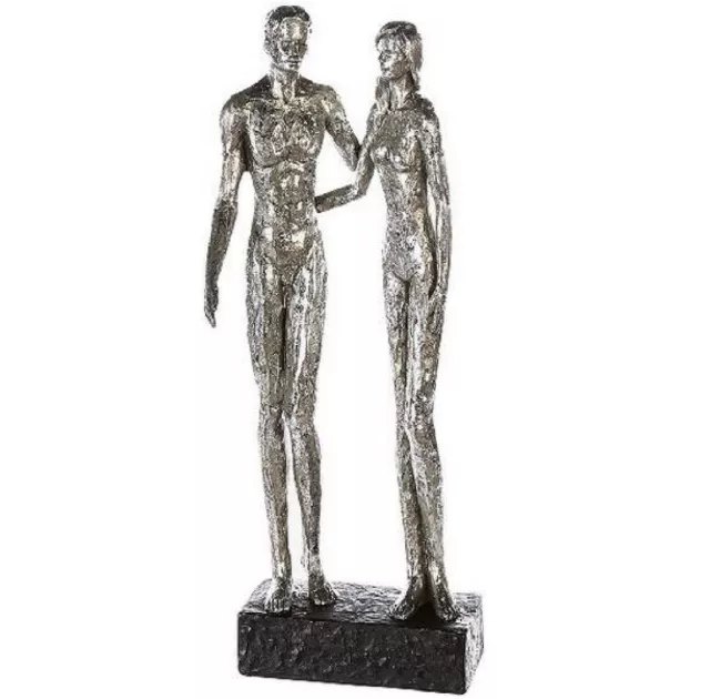 Gilde Skulptur Dekofigur Pärchen "silver Couple" H 41 cm Poly silber Figur 55734