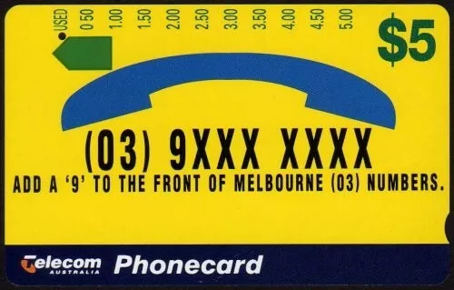 💫1995 | Australia Telecom Change Numbers A952512 | $5 phonecard | 1️⃣ HOLE💫