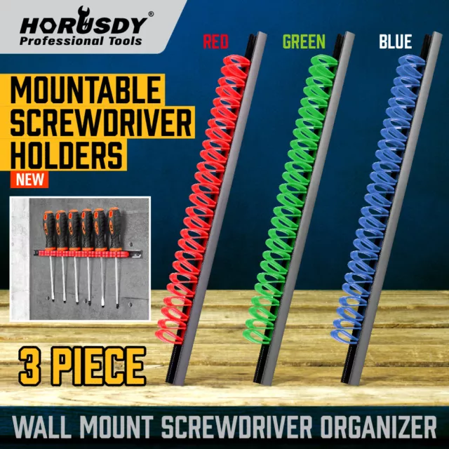 3X26Loop Wall Mount Tool Holder Screwdriver Wrench Storage Rack Garage Organizer