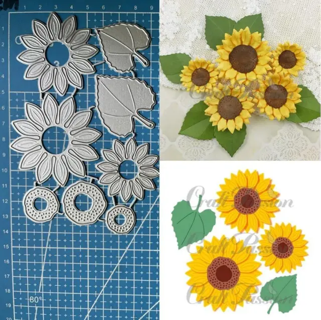 Sunflowers Leaves Metal Cutting Dies Scrapbooking Embossing Paper Card Stencils