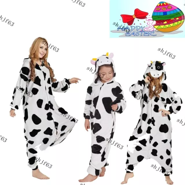 Easter Adult Kids Animal Pajamas Cosplay Costume Cow Onsies Kigurumi Carnival UK