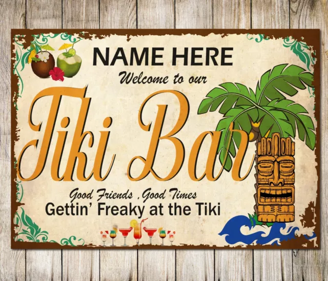 Personalised Tiki Bar Gettin Freaky Customized Sign Wall Decor Metal Plaque