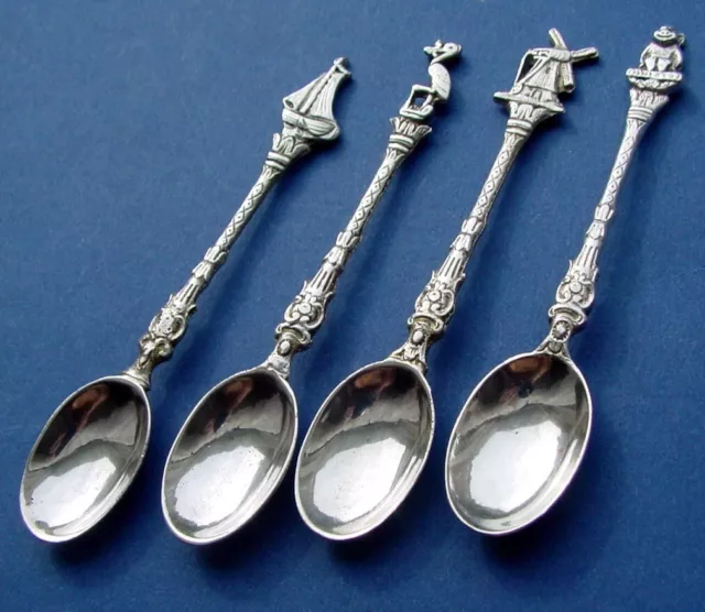 Rare Set 4 Spoon 800er Silver G116