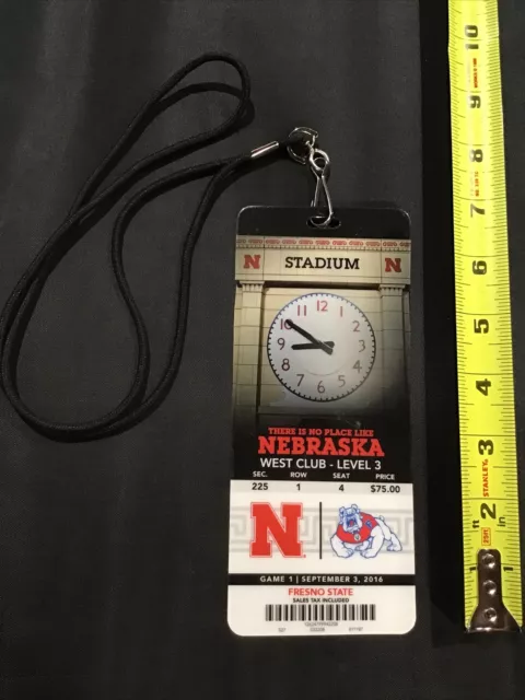 2016 Nebraska Cornhuskers vs Fresno State College Football Ticket Pass