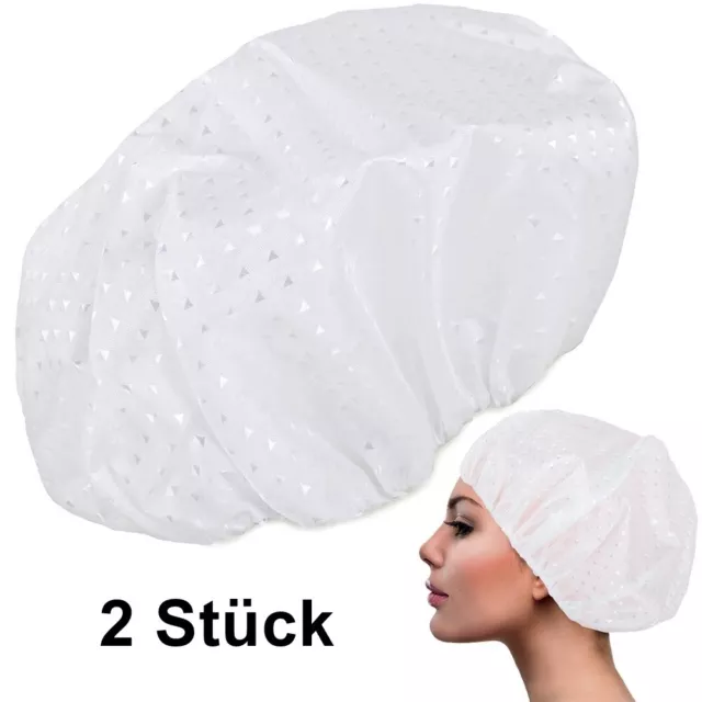 2 Stück Duschhaube Badehaube Haarschutz Badekappe Duschmütze Shower Cap stark