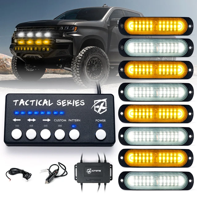 Xprite 8x Grille Side Marker Strobe Lights 96 leds for Chevrolet GMC Sierra 1500