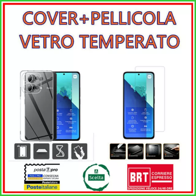 COVER CUSTODIA SILICONE per  xiaomi redmi note 13 /13 PRO/4G/5G+ PELLICOLA VETRO