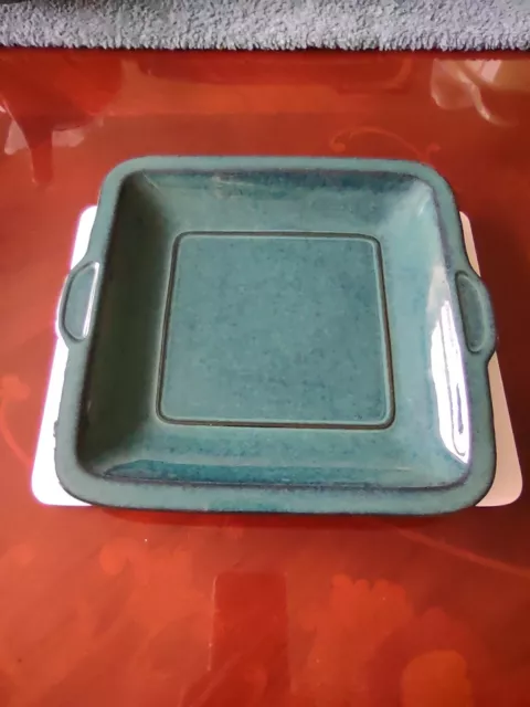 Denby Greenwich (green) square sandwich plate with handles. Unused.
