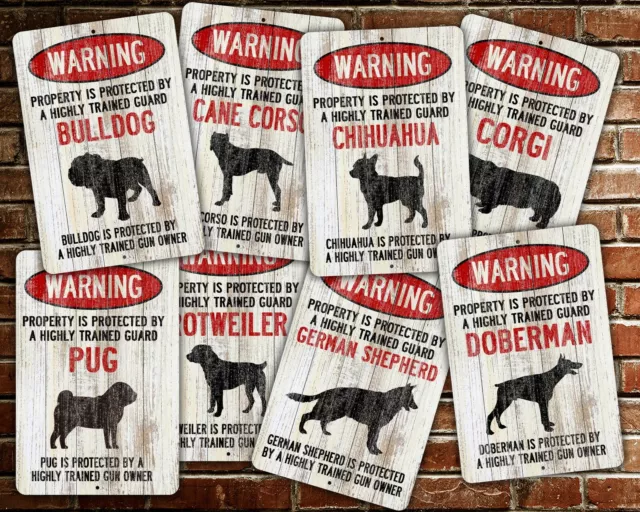 Beware of Dog - Warning Guard Dog Aluminum Sign - Pick your breed