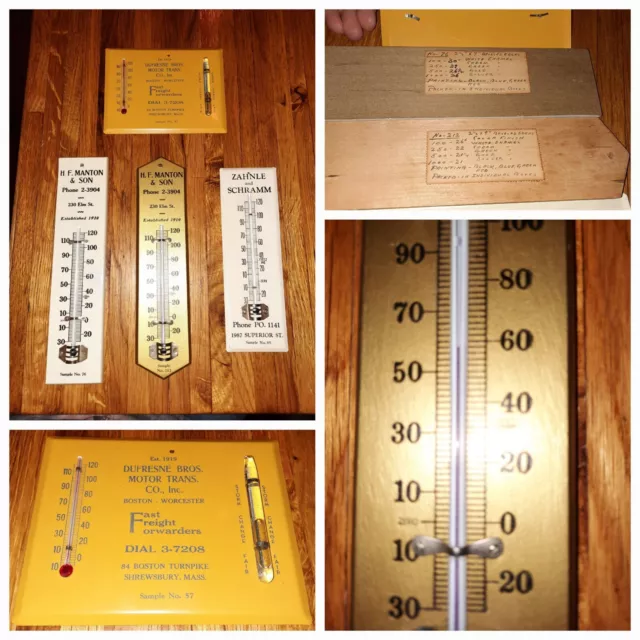 Rare Antique 1930s  REAL SALESMAN SAMPLE ADVERTISING THERMOMETERS Collection