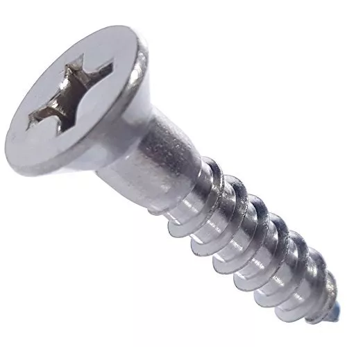 #12 Wood Screws Phillips Flat Head Stainless Steel 316 Marine Grade All Lengths