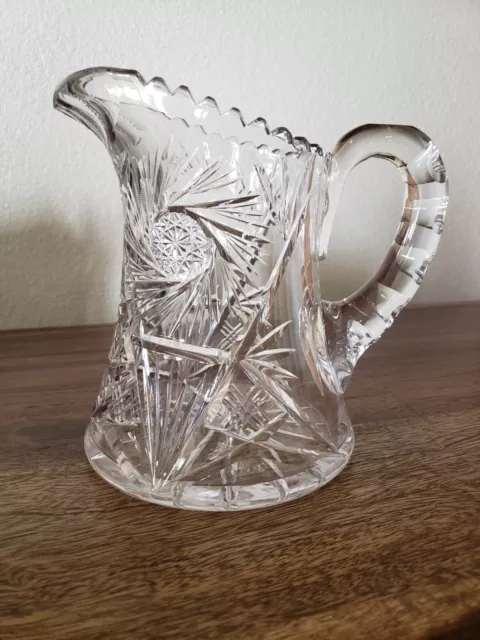Vintage American Brilliance Cut glass water pitcher
