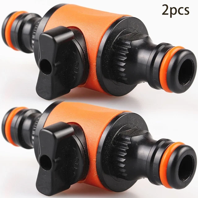 2PCS Hose Pipe Tap Shut Off Valve Fitting Connector Irrigation Quick Coupler