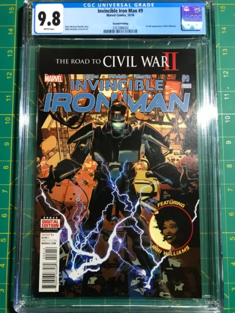 Invincible Iron Man #9 CGC 9.8 2nd Print 1st Full App Riri Williams 🔥