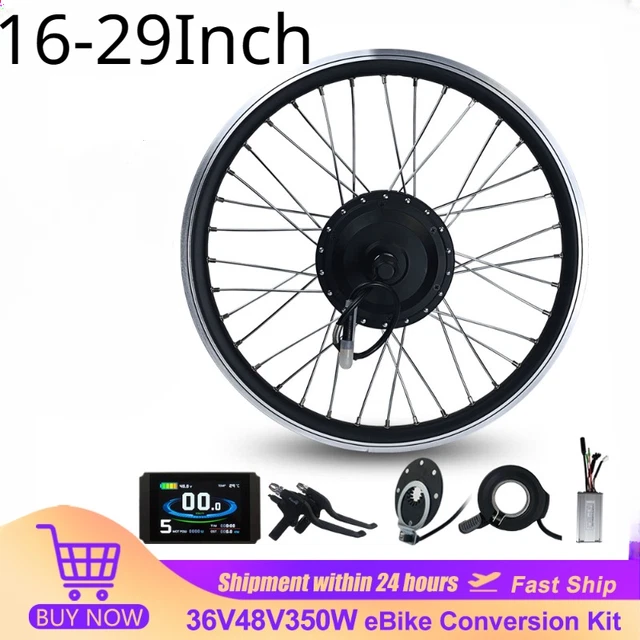 36V 48V 350W E-bike Conversion Kit Front Rear Drive  Hub Motor Wheel 16-29Inch