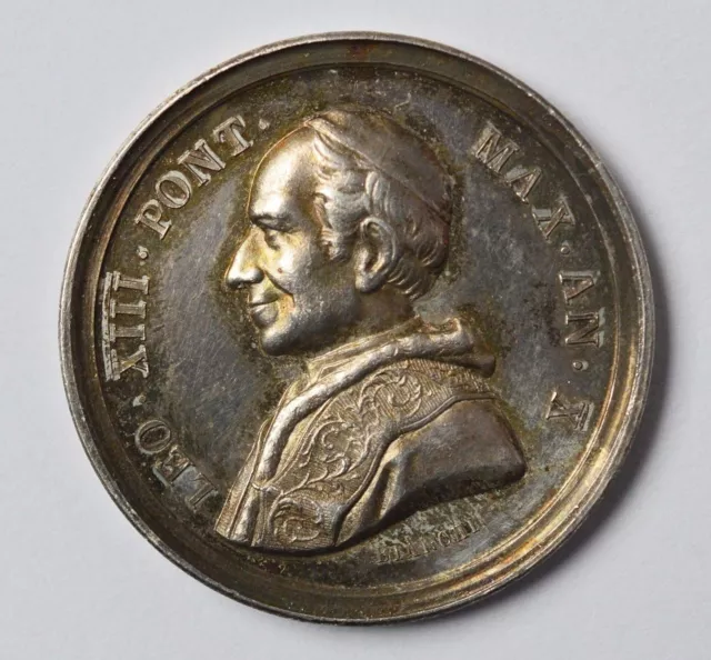 Medaille Silber Vatikan Papst Leo XIII. 1888 Dm 3 cm