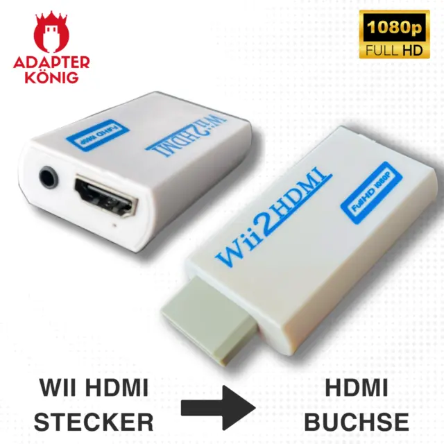 Wii 2 HDMI Adapter Nintendo Wii auf HDMI Buchse Audio Klinke TV Fernseher