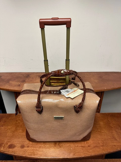 New Samantha Brown Baby Croc Wheeled Get-A-Way Rollingbag  Carryon Caramel/Camel