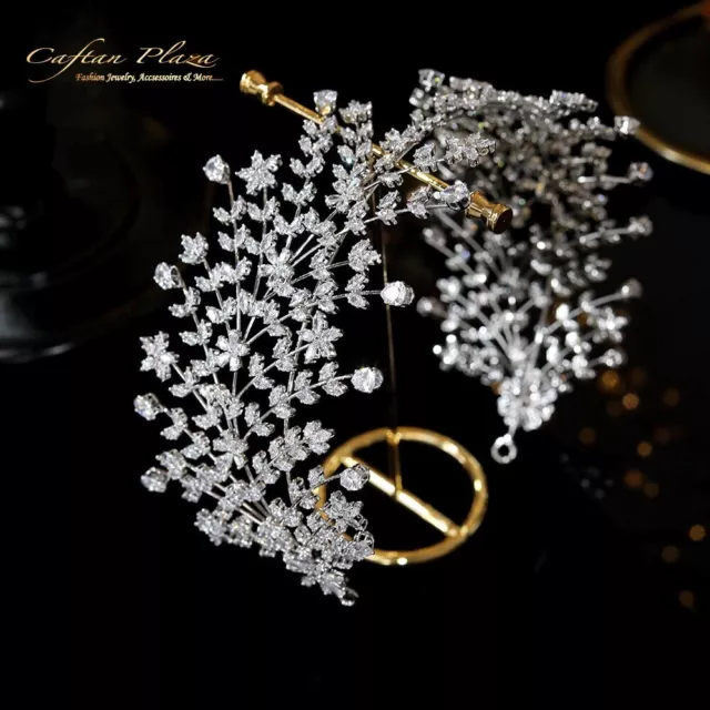 Premium Tiara XXL Diadem Haarschmuck Zirkonia AAA+ Brautschmuck Hochzeit Silber