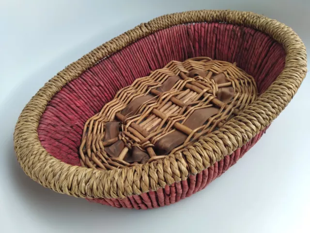 Vintage Oval Wicker Basket Bread Basket Organiser Retro