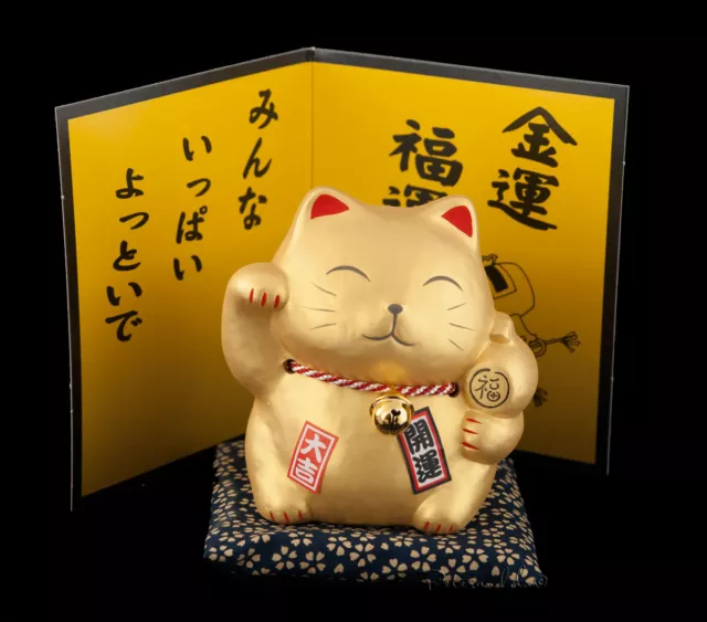 Tirelire Chat -  Japonais Dore Maneki Neko en Ceramique Made In Japan  308-MIL7 2