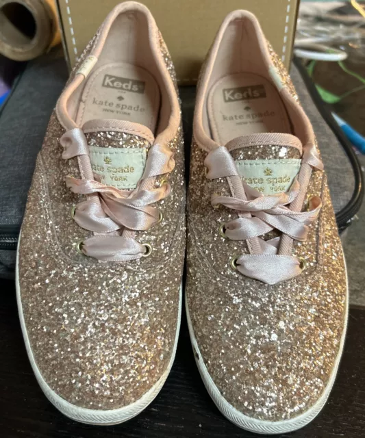 Keds Kate Spade New York Kickstart All Over Pink Glitter Sneakers  Women’s Sz 6