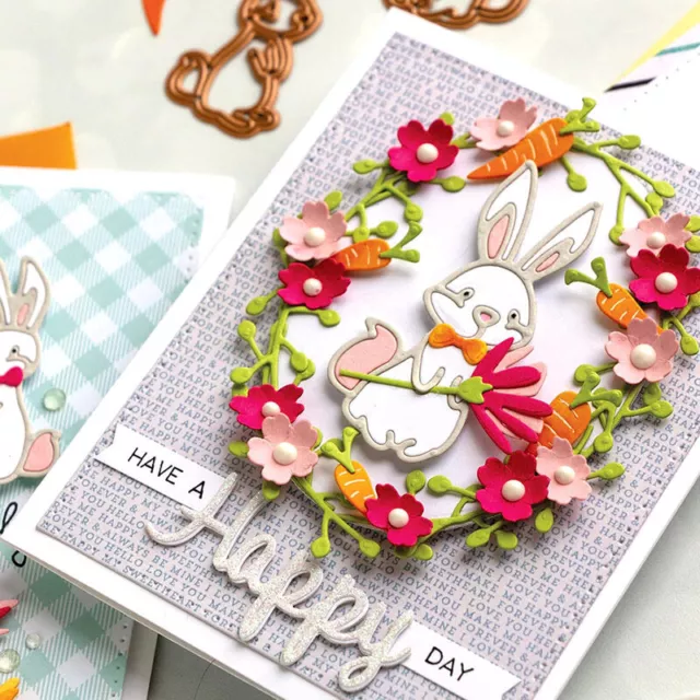 Rabbit Flowers Metal Cutting Dies DIY Scrapbooking Paper Card Embossing Stencils