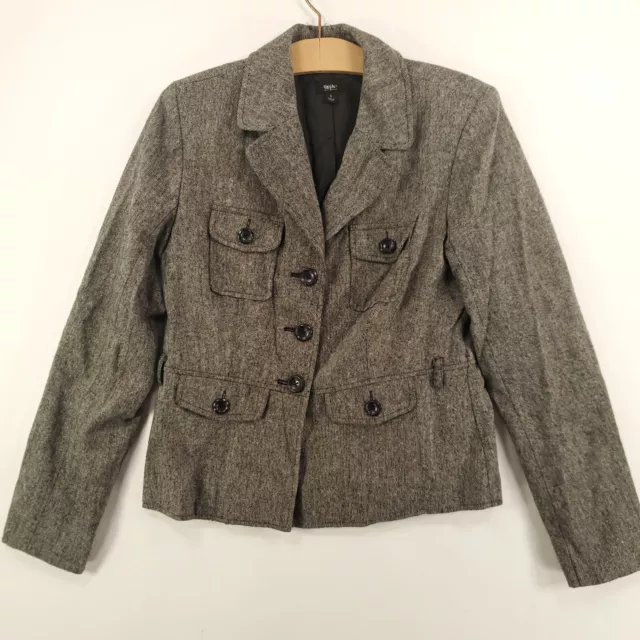 Mossimo Blazer Womens Small Wool Blend Career Wear Gray Tweed Lined