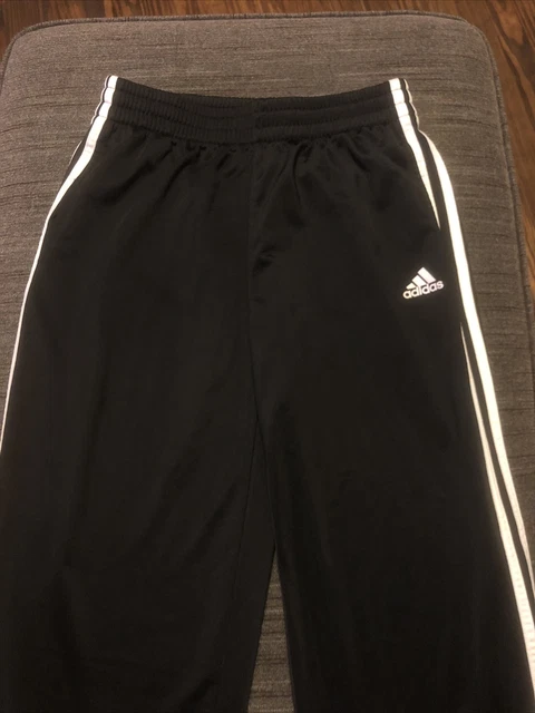 Adidas Black White Stripped Sweatpants Boys 18 XL Sports Activewear Pants