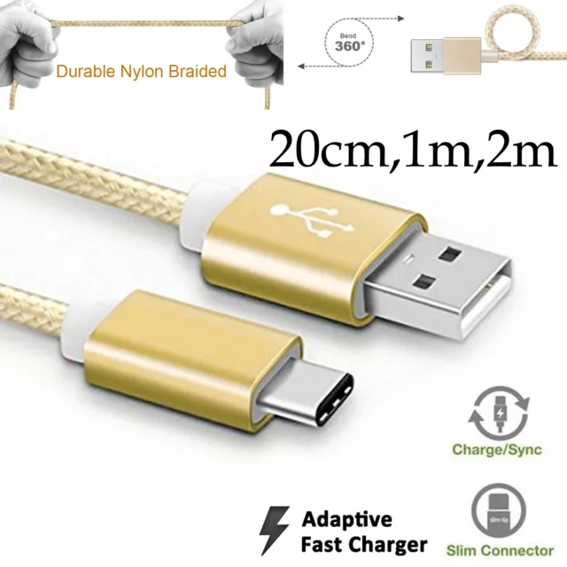 Type-C Nylon Fast Charge Data Charger USB Cable Cord for Alcatel 5 & 3v 3x 2019