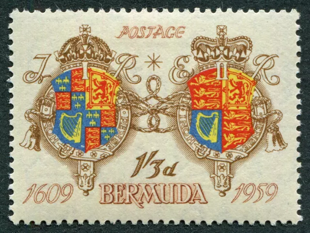 BERMUDA 1959 1s3d red, yellow, blue and brown SG162 mint MH FG Arms #A01