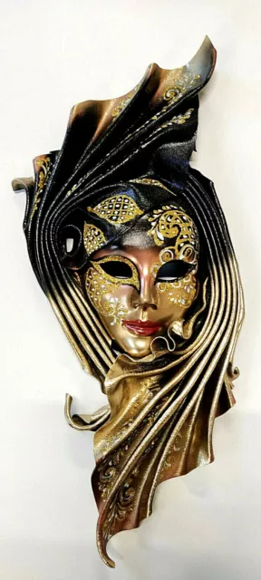Gemini - Maschera veneziana artigianale in ceramica e cuoio