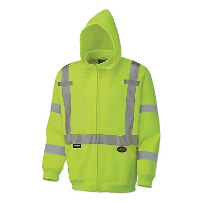 6924au/6925au Hi-Viz Safety Polyester Fleece Hoodie, Zipper Front, X-Large,