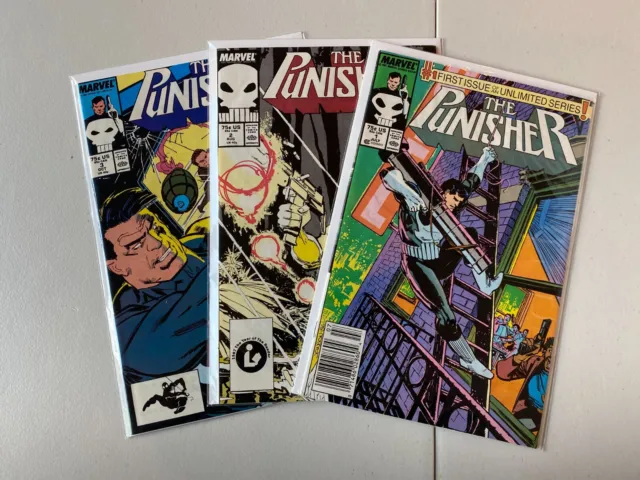 Punisher #1 Rare Variant + 2 and 3 (Marvel 1987) Marvel Comics Lot NM
