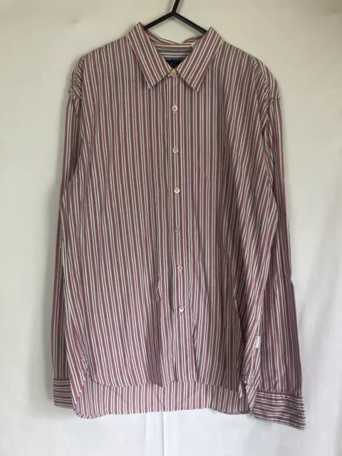 PAUL SMITH JEANS ROSA & WEISS GESTREIFT 100 % BAUMWOLLE LANGARM SHIRT GRÖSSE Large