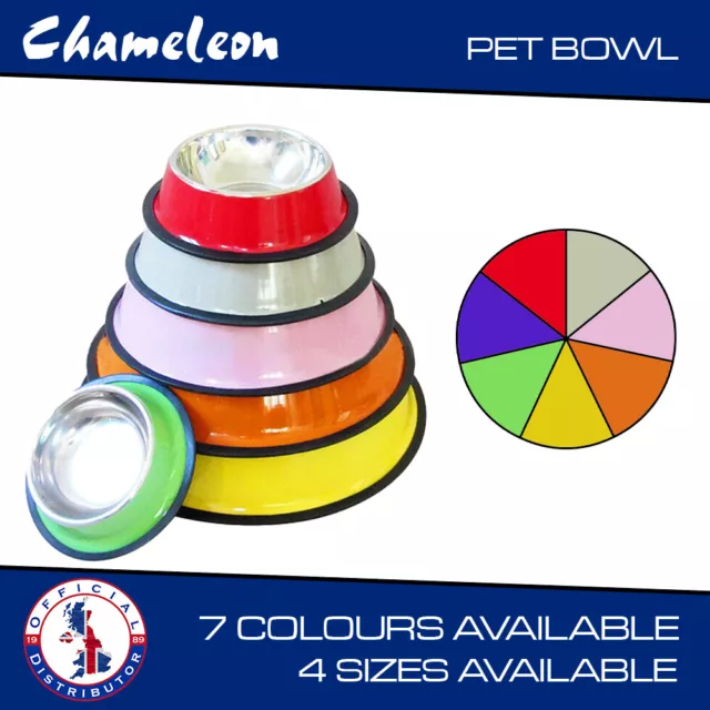 Pet Dog Food Bowl Water Stainless Steel 18 to 30cm Multiple Colours available