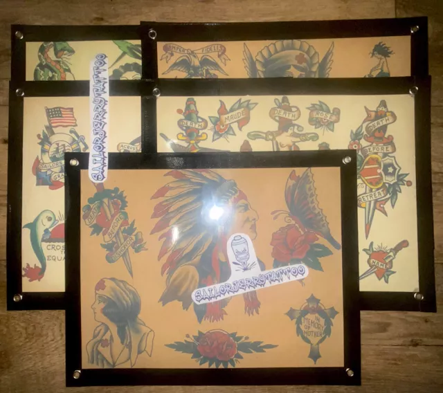 Lote de 5 hojas flash de tatuaje de estilo vintage tradicional antiguo! Lote de 5 hojas flash de tatuaje de estilo vintage tradicional antiguo!