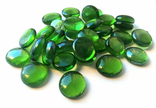 GREEN Decorative Glass Pebbles Stones Gems Flat Nuggets Wedding Events Mosaic