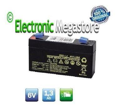 AGM BATTERIA 6V 1,3A PIOMBO GEL ERMETICA LAMPADE EMERGENZA 1,2AH RICARICABILE AGM 