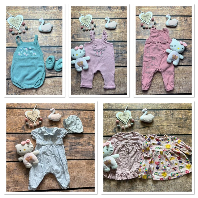 Baby Girls Clothes Bundle Rompers Dress Dungarees Age 3-6 Months