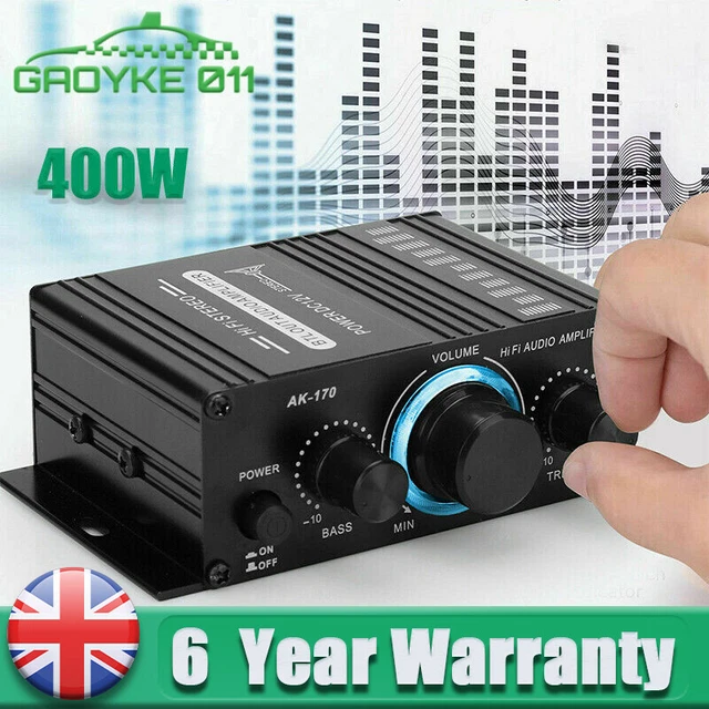 400W POWER DIGITAL Amplifier HIFI Mini 12V Stereo Audio AMP USB FM Mic