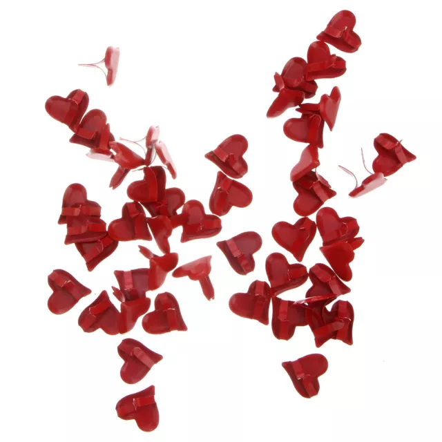 50 Red Heart Metal Brads for DIY Crafts & Scrapbooking