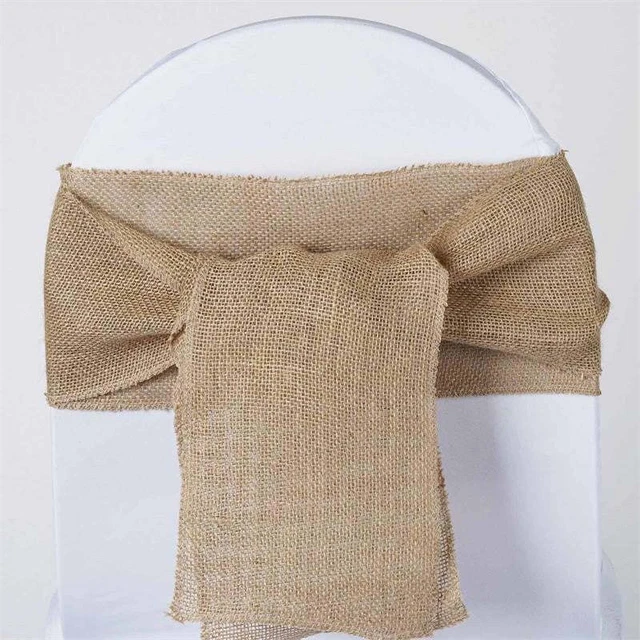 5PCS X CHAMBURY CASA Splendid Burlap Chair Sash Natural Tone