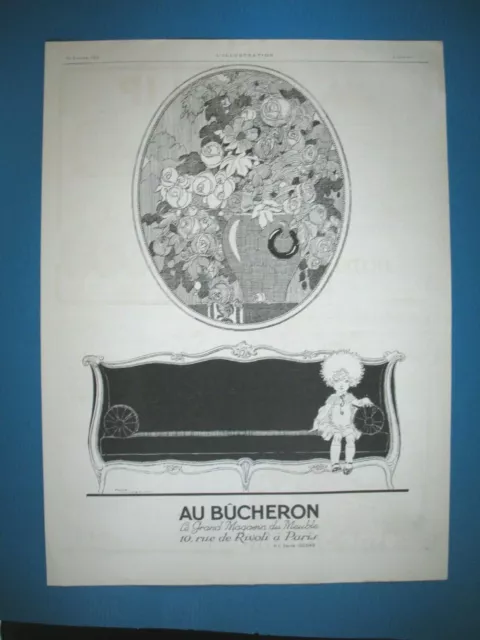 PUBLICITE DE PRESSE AU BUCHERON MOBILIER DECO ILLUSTRATION RENé VINCENT AD 1924